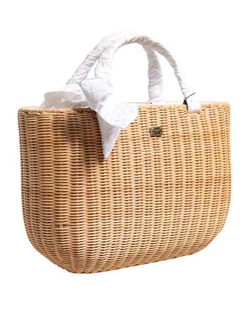 Dolce & Gabbana Basket Tote Bag – Beige Fiber/Silk/Leather – Women’s